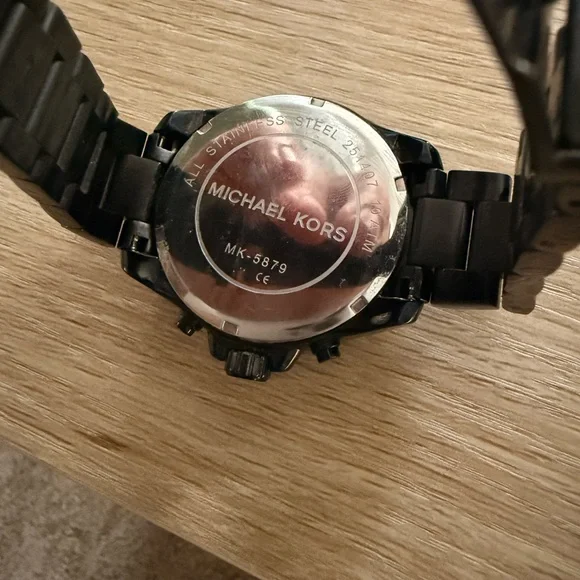 Black and Rose Gold Michael Kors Watch with Crystal Accents - Picture 3 of 4